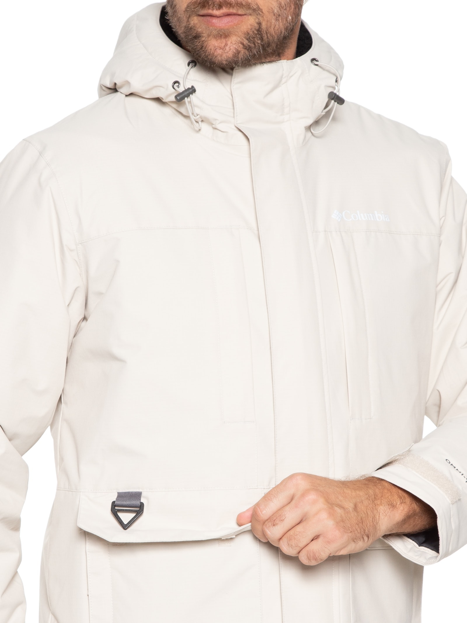 Jaqueta Masculina Impermeável Capuz Linho Sherpa Off White Columbia