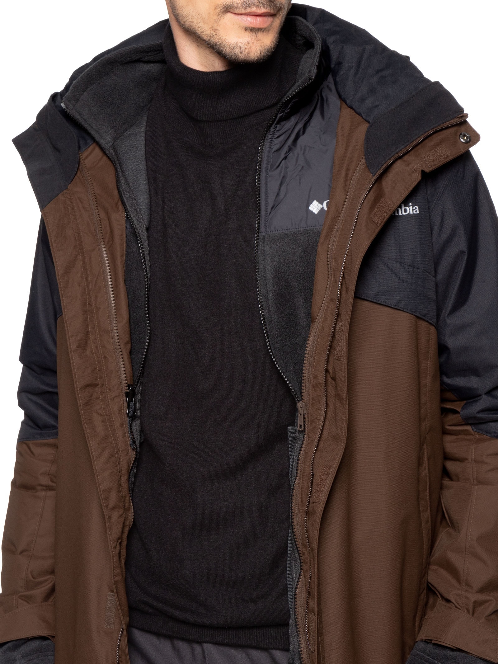 Jaqueta Masculina Interchange Bugaboo III Fleece Com Capuz Marrom Columbia