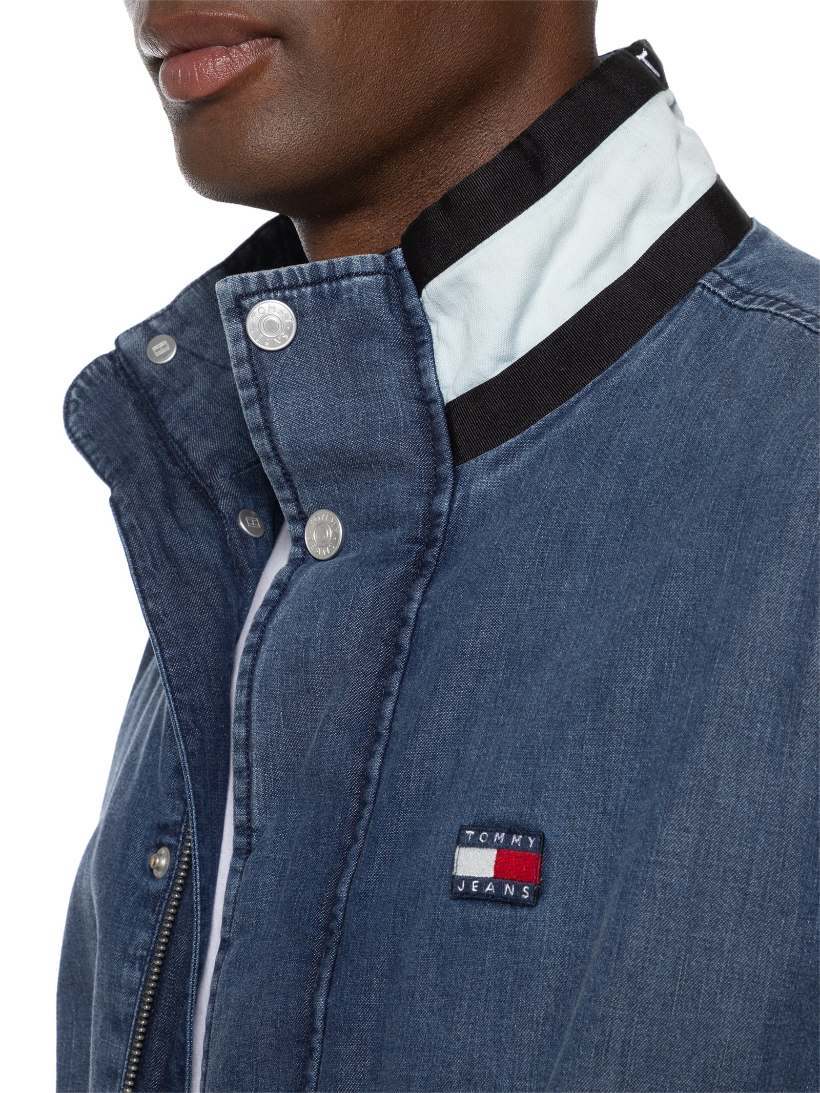 Tommy Jeans - Jaqueta Masculina Jeans Dna Collar Em Chambray - Azul
