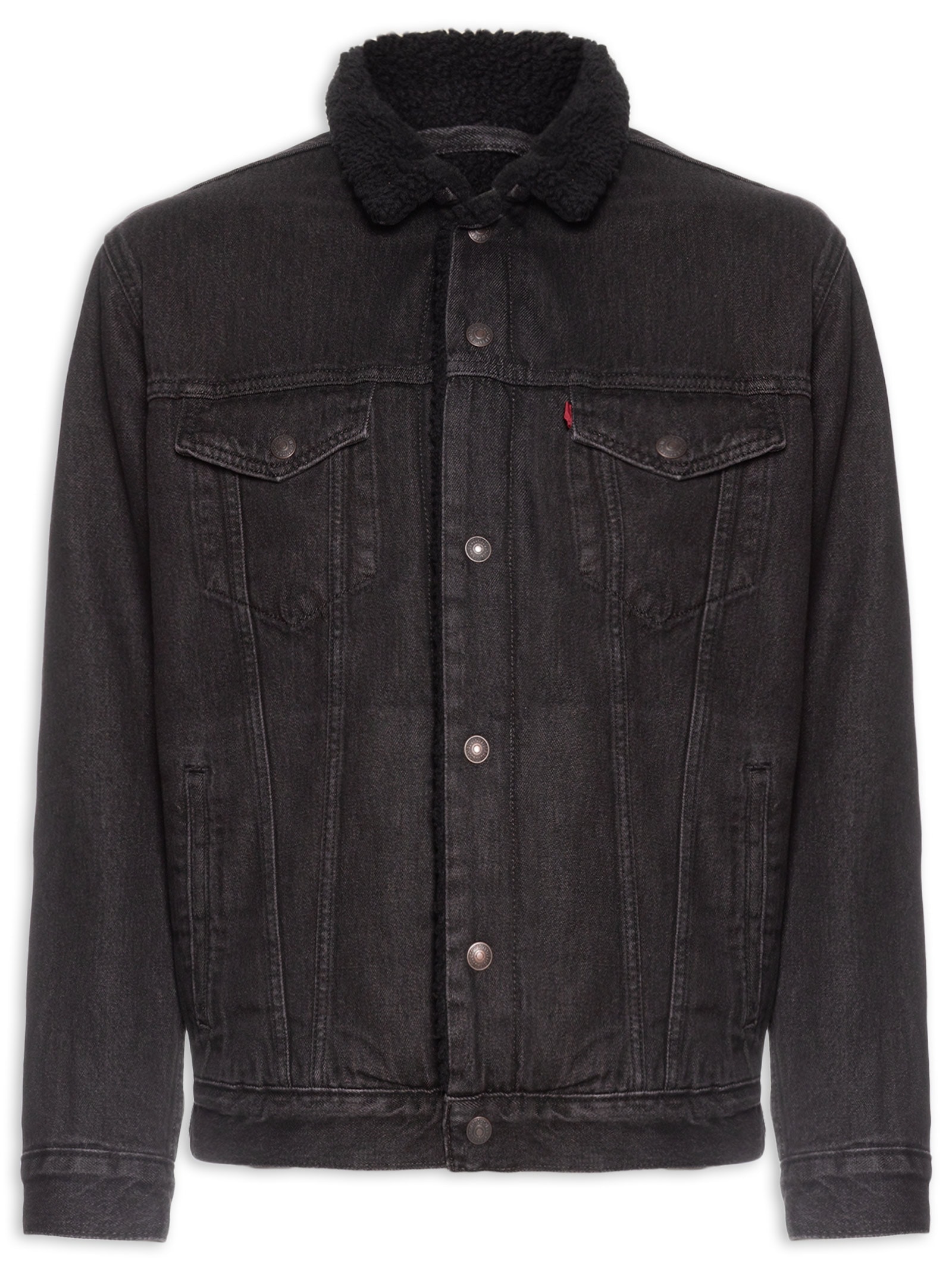 Jaqueta Masculina Jeans Modelagem Relaxed Sherpa Tracker Preto Levi's