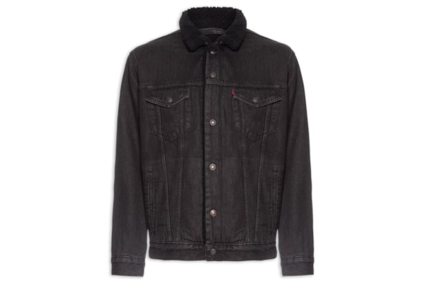 Jaqueta Masculina Jeans Modelagem Relaxed Sherpa Tracker - Preto