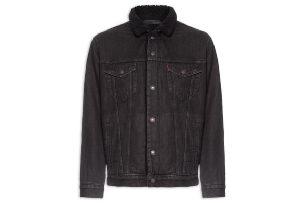 Jaqueta Masculina Jeans Modelagem Relaxed Sherpa Tracker - Preto