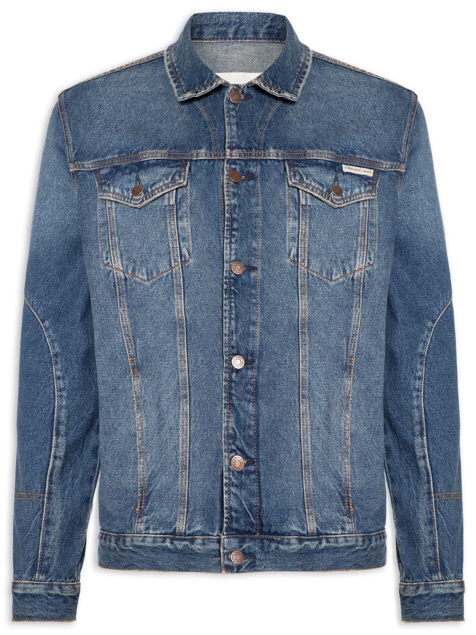 Jaqueta Masculina Jeans Over Recorte Manga Azul Calvin Klein Jeans