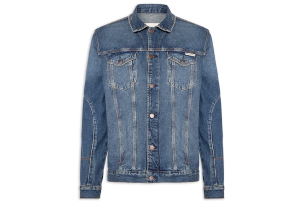 Jaqueta Masculina Jeans Over Recorte Manga - Azul