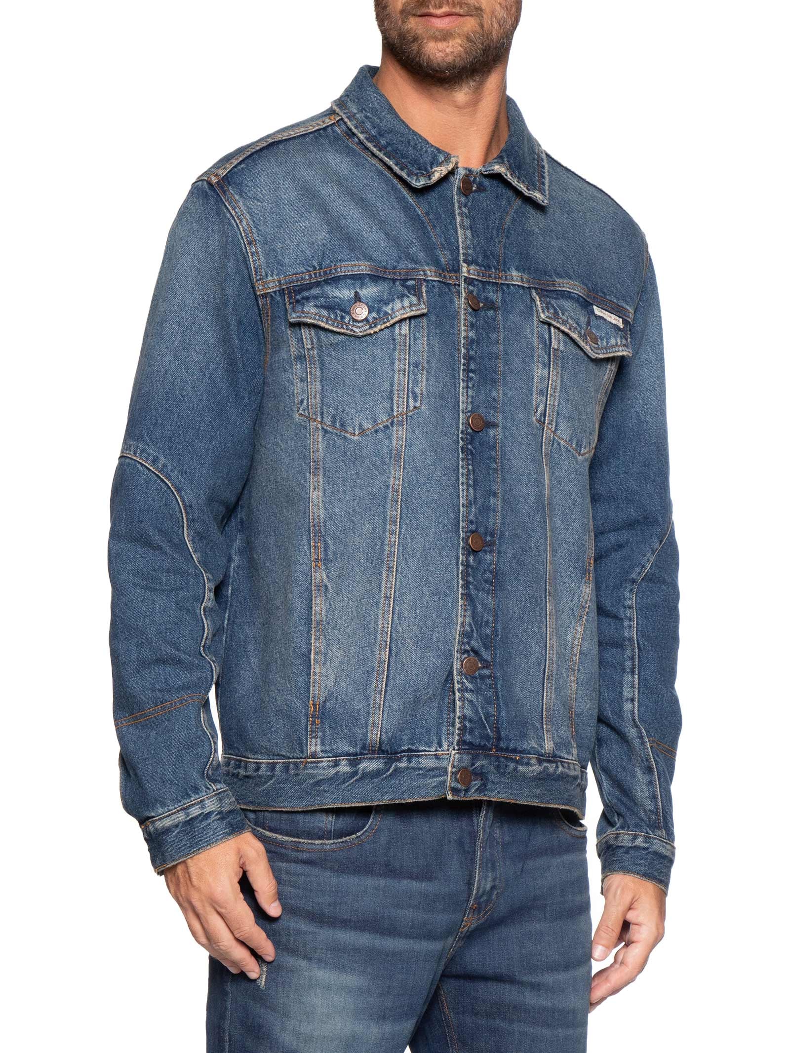 Jaqueta Masculina Jeans Over Recorte Manga Azul Calvin Klein Jeans