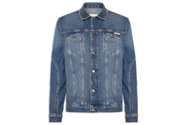 Jaqueta Masculina Jeans Over Recorte Manga - Azul