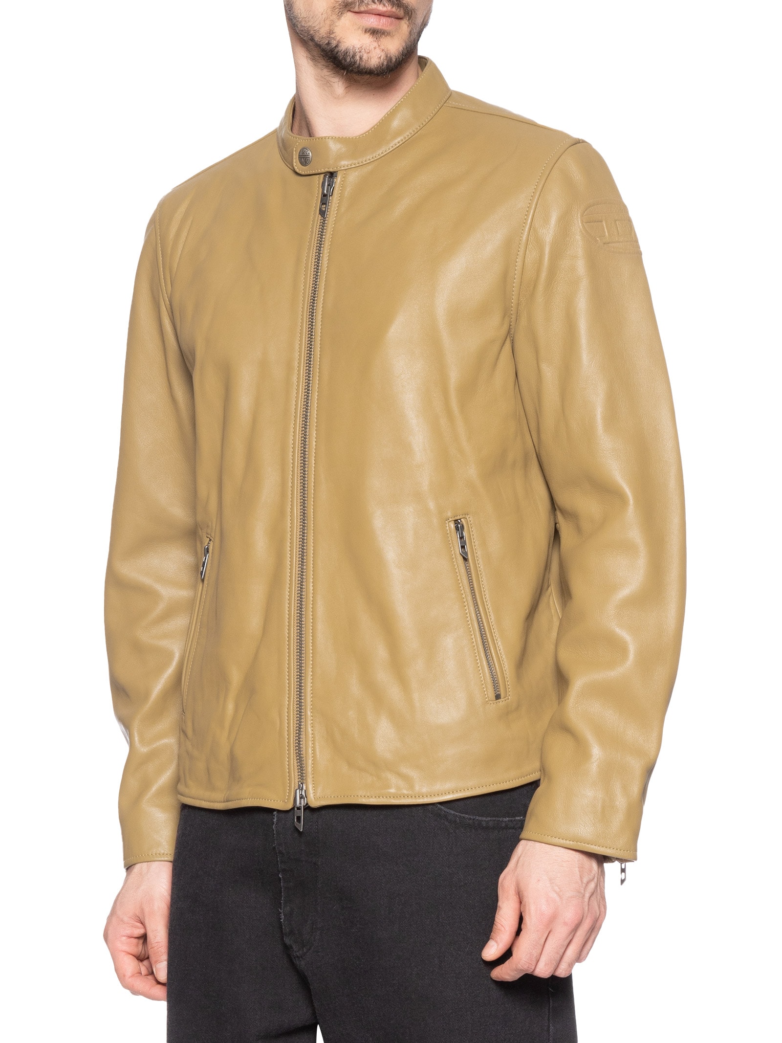 Jaqueta Masculina L-Carver Giacca Em Couro Bege Diesel