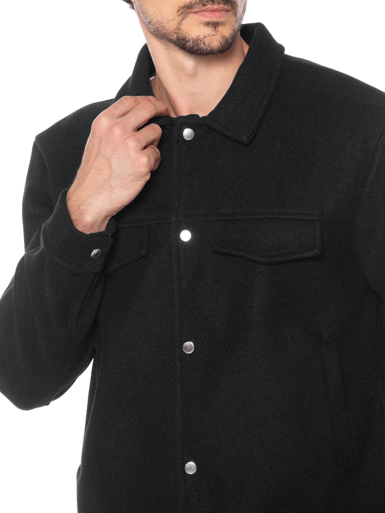 Jaqueta Masculina Lã Batida Marrom Basiq Men