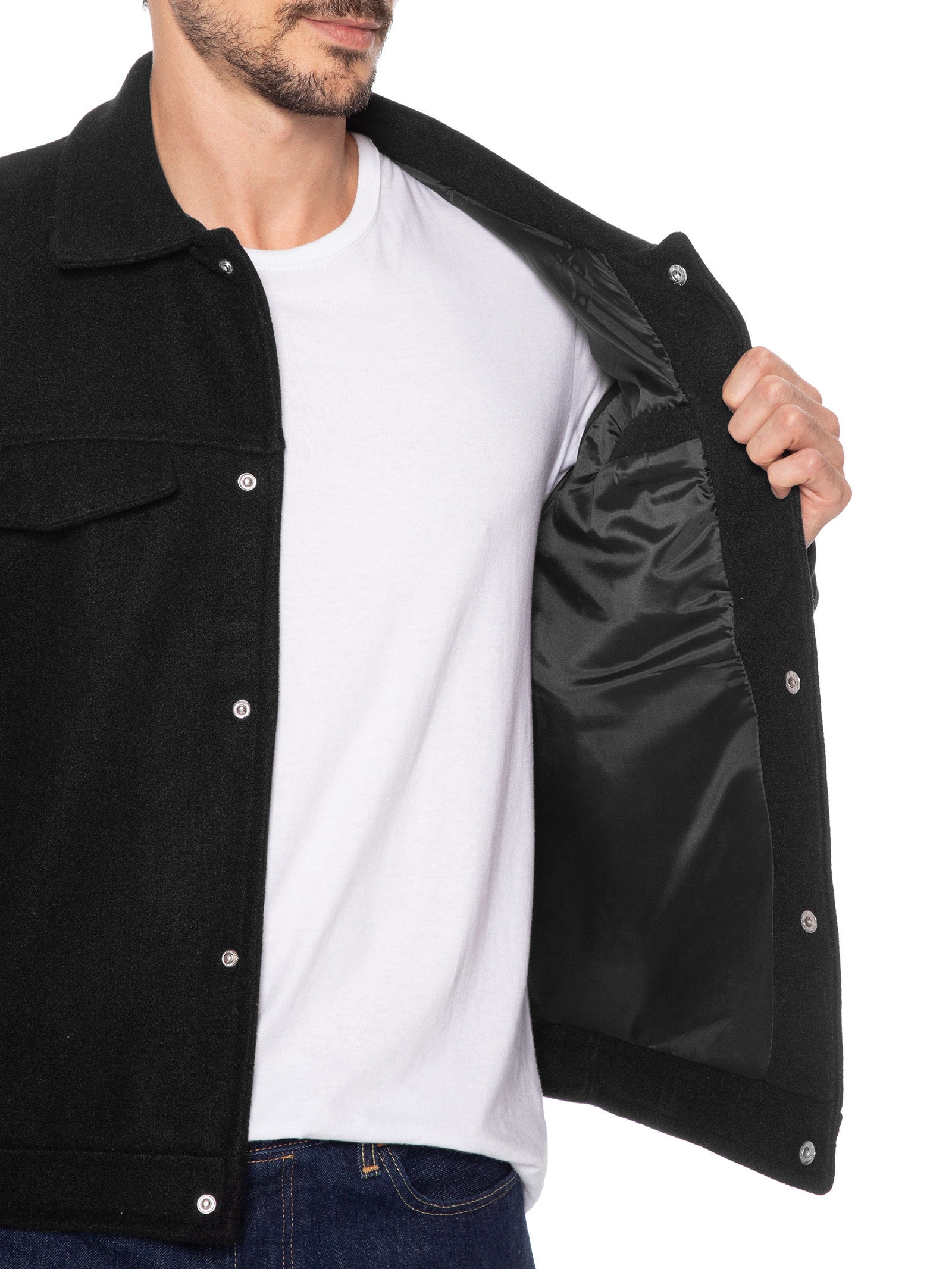 Jaqueta Masculina Lã Batida Marrom Basiq Men