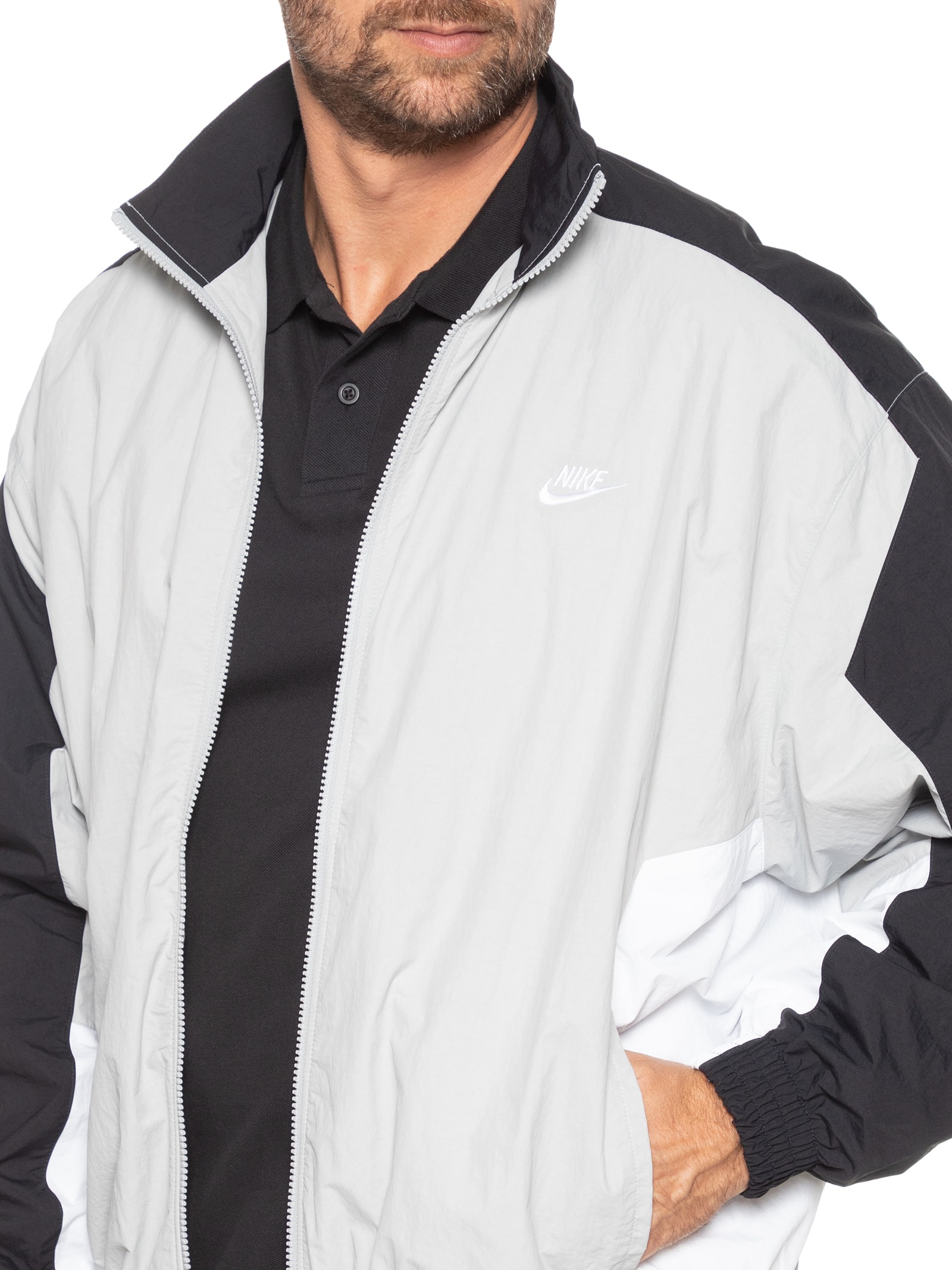 Nike - Jaqueta Masculina M Club WVN TRK JKT OS - Cinza