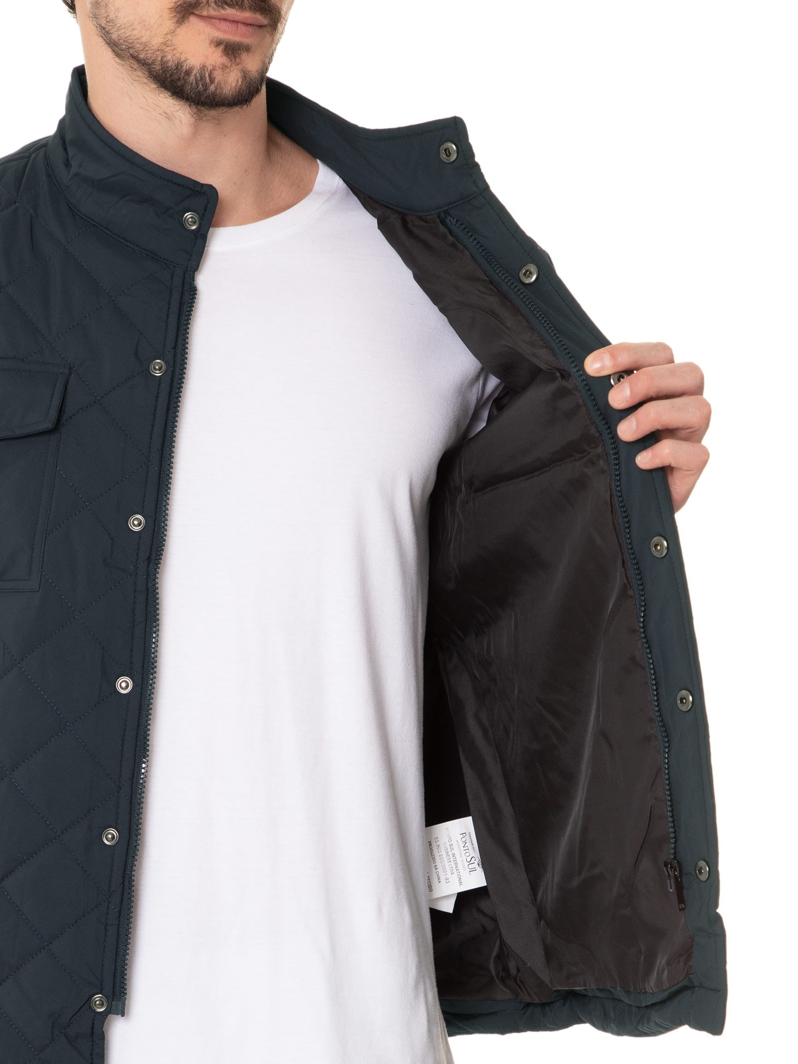 Jaqueta Masculina Matelassê Casual Azul Basiq Men