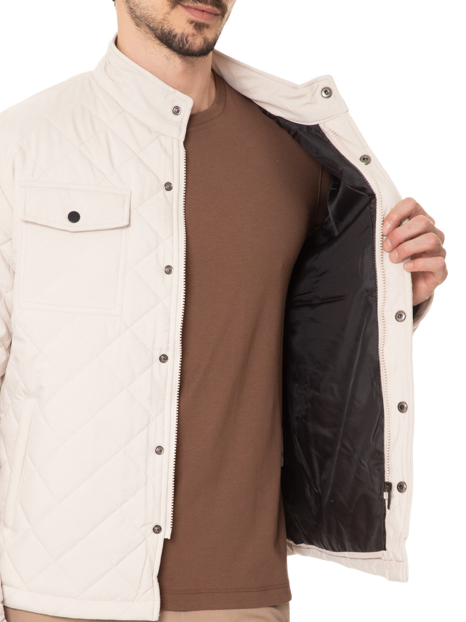 Jaqueta Masculina Matelassê Casual Off White Basiq Men