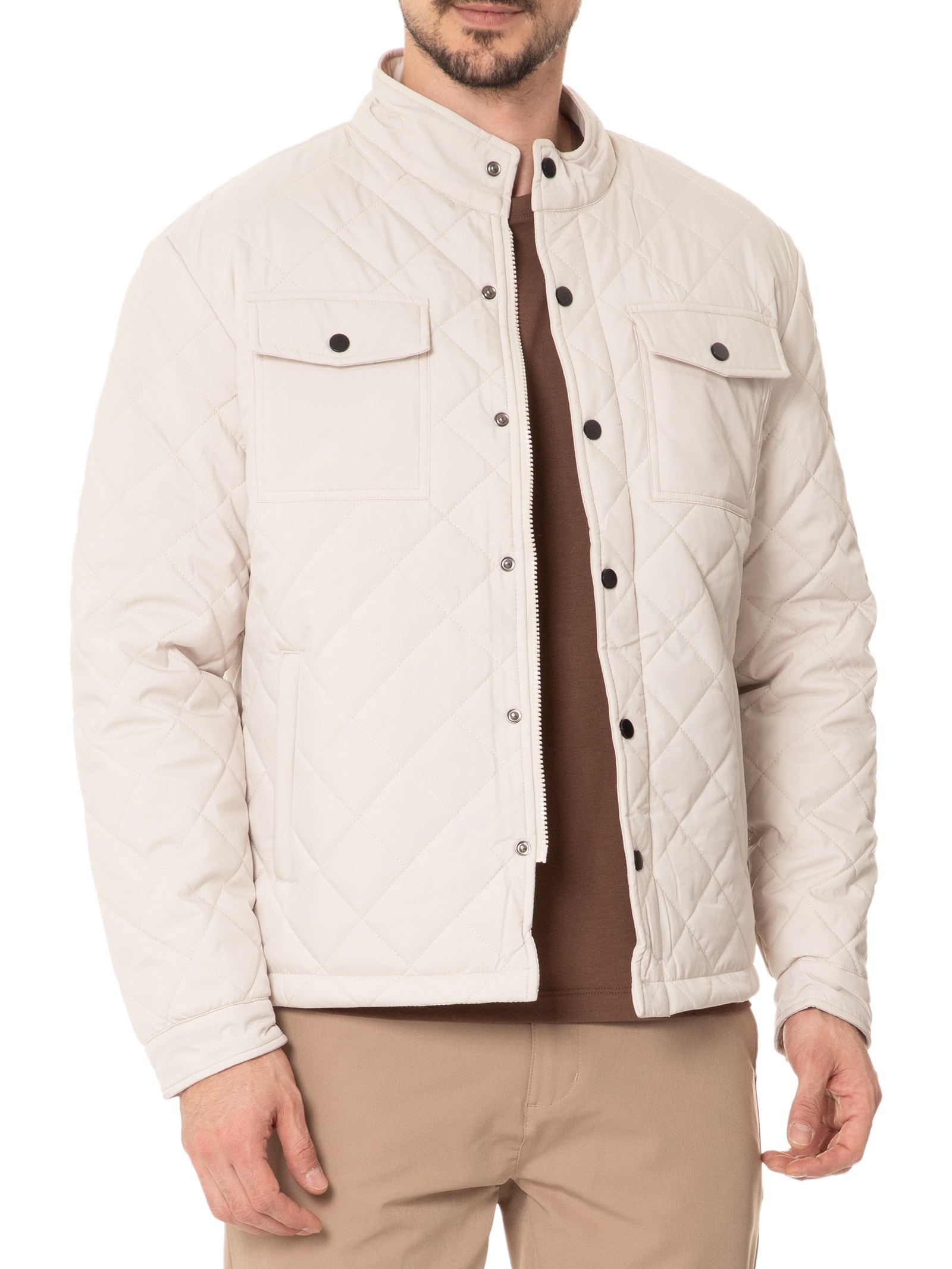 Jaqueta Masculina Matelassê Casual Off White Basiq Men
