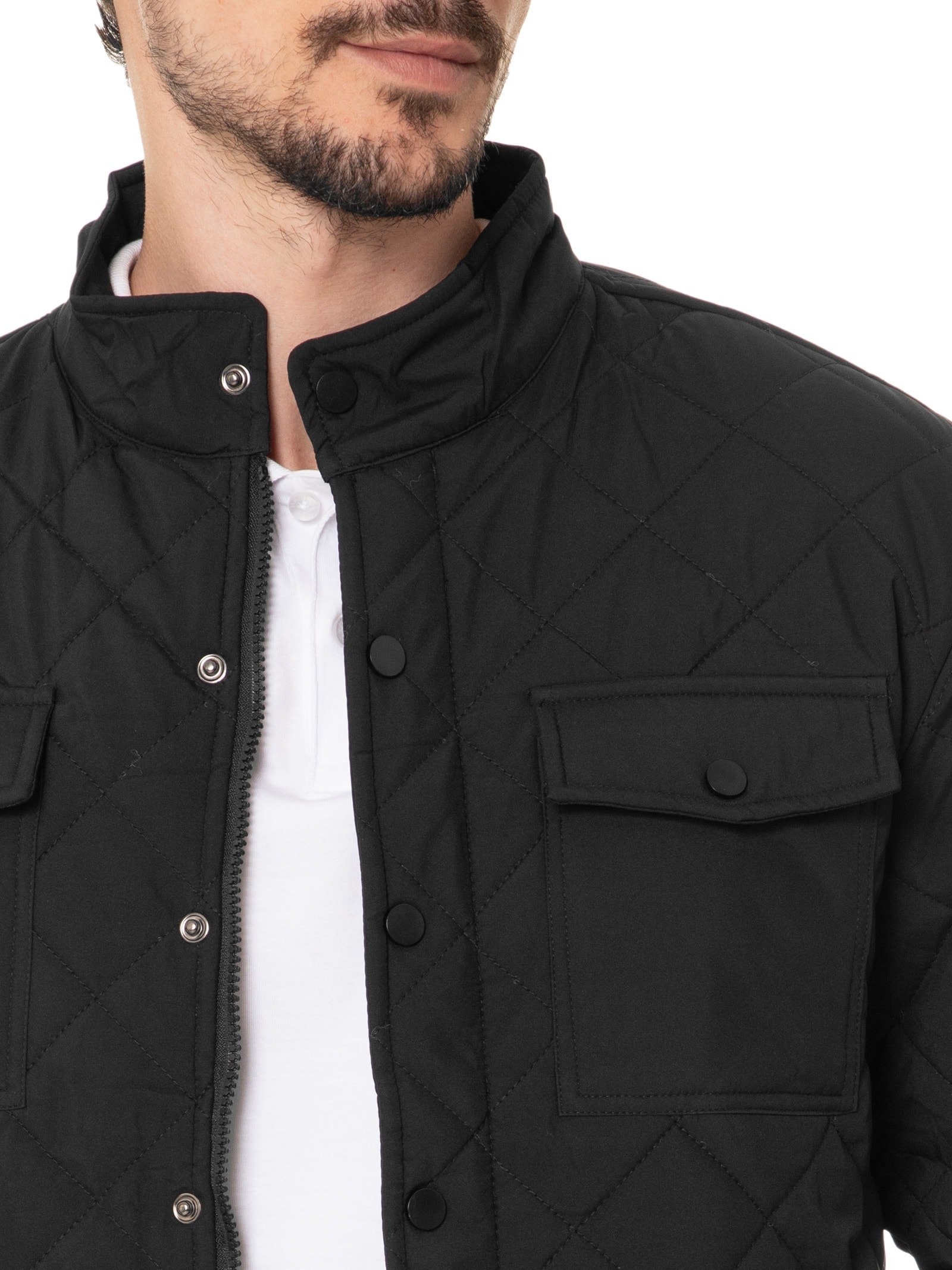 Jaqueta Masculina Matelassê Casual Preto  Basiq Men