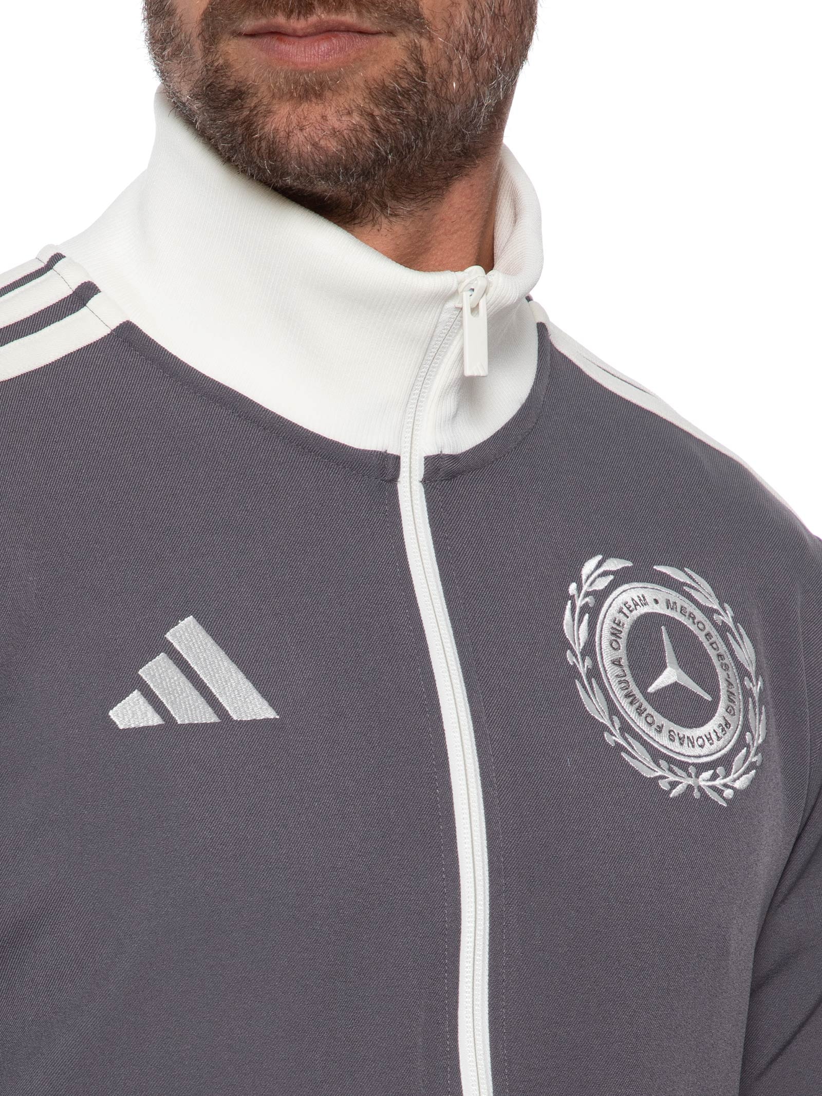 Jaqueta Masculina Mercedes Amg Petronas Cinza Adidas + Mercedes