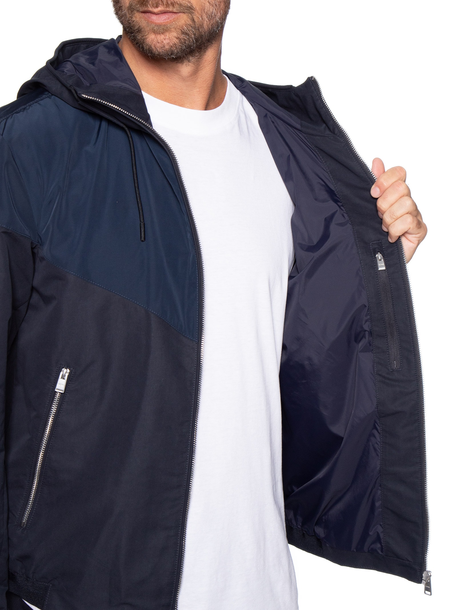 Jaqueta Masculina Microfibra Water-Repell Azul Boss