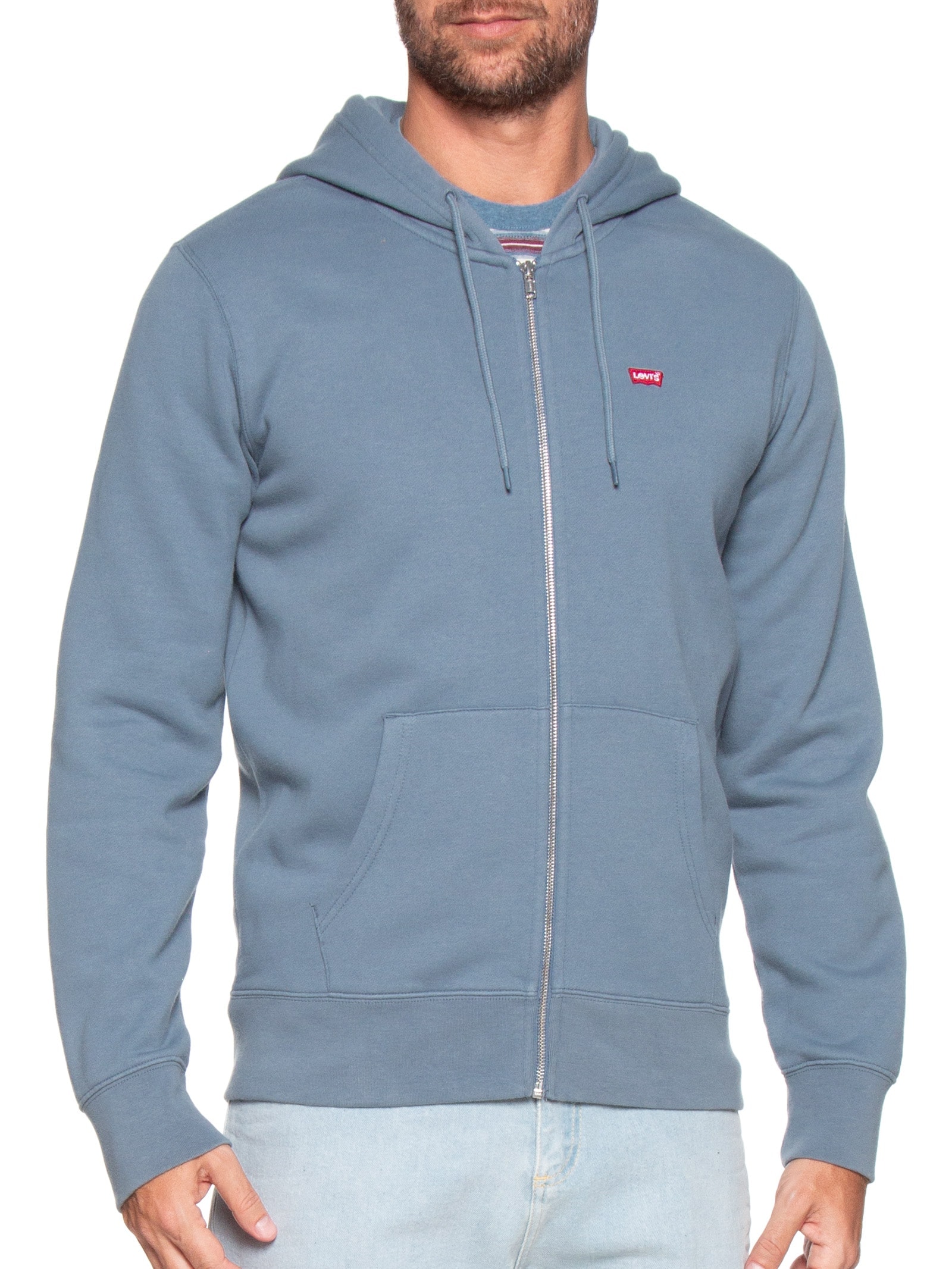 Jaqueta Masculina Moletom Classic Fit com Zíper Azul Levi's