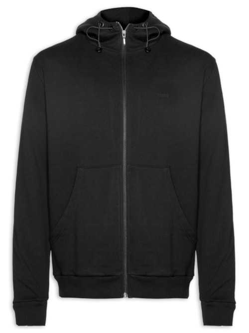 Jaqueta Masculina Moletom com Capuz – Preto