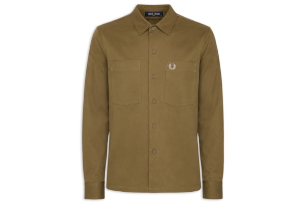 Jaqueta Masculina Overshirt Com Bolso Frontal - Marrom