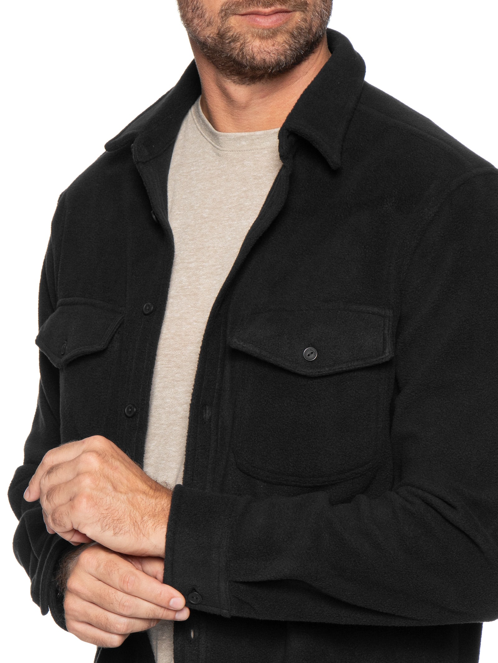 Jaqueta Masculina Overshirt Fleece Damie Preto Reserva