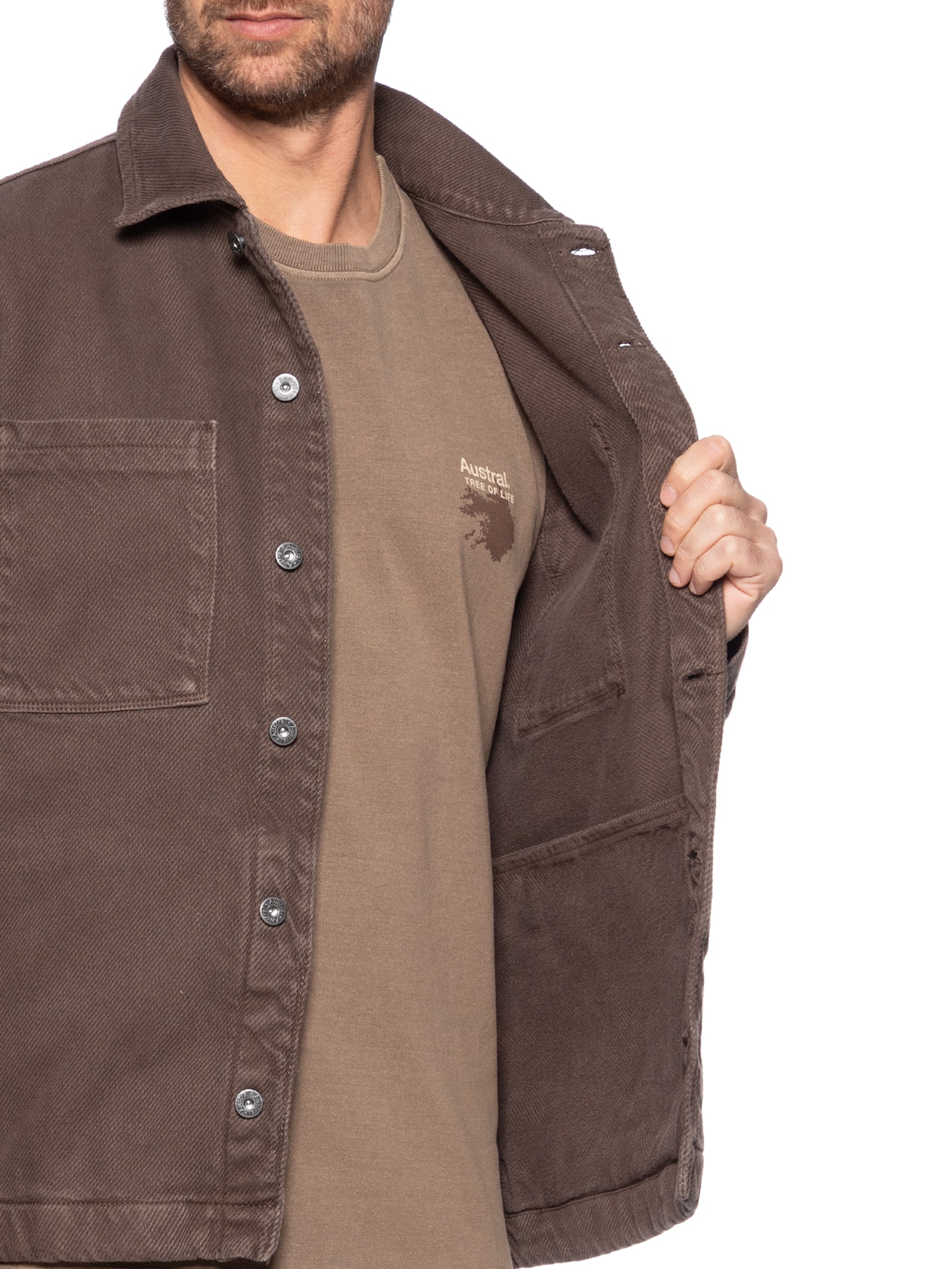 Austral - Jaqueta Masculina Overshirt Heavy Lyon - Marrom