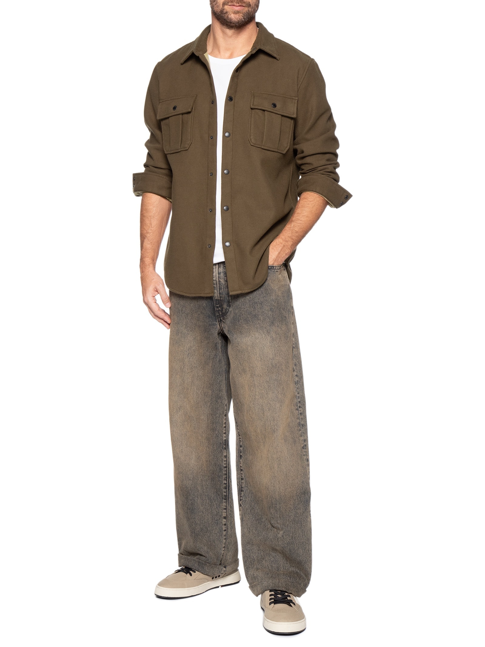 Jaqueta Masculina Overshirt Ulina Mescla Marrom Osklen