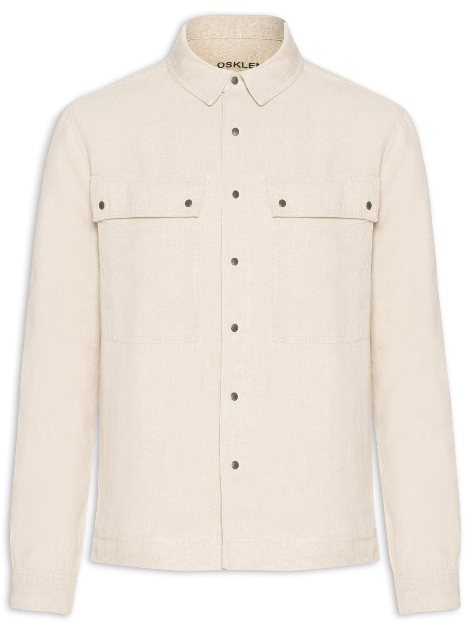 Jaqueta Masculina Overshirt Utility Linen Bege Osklen