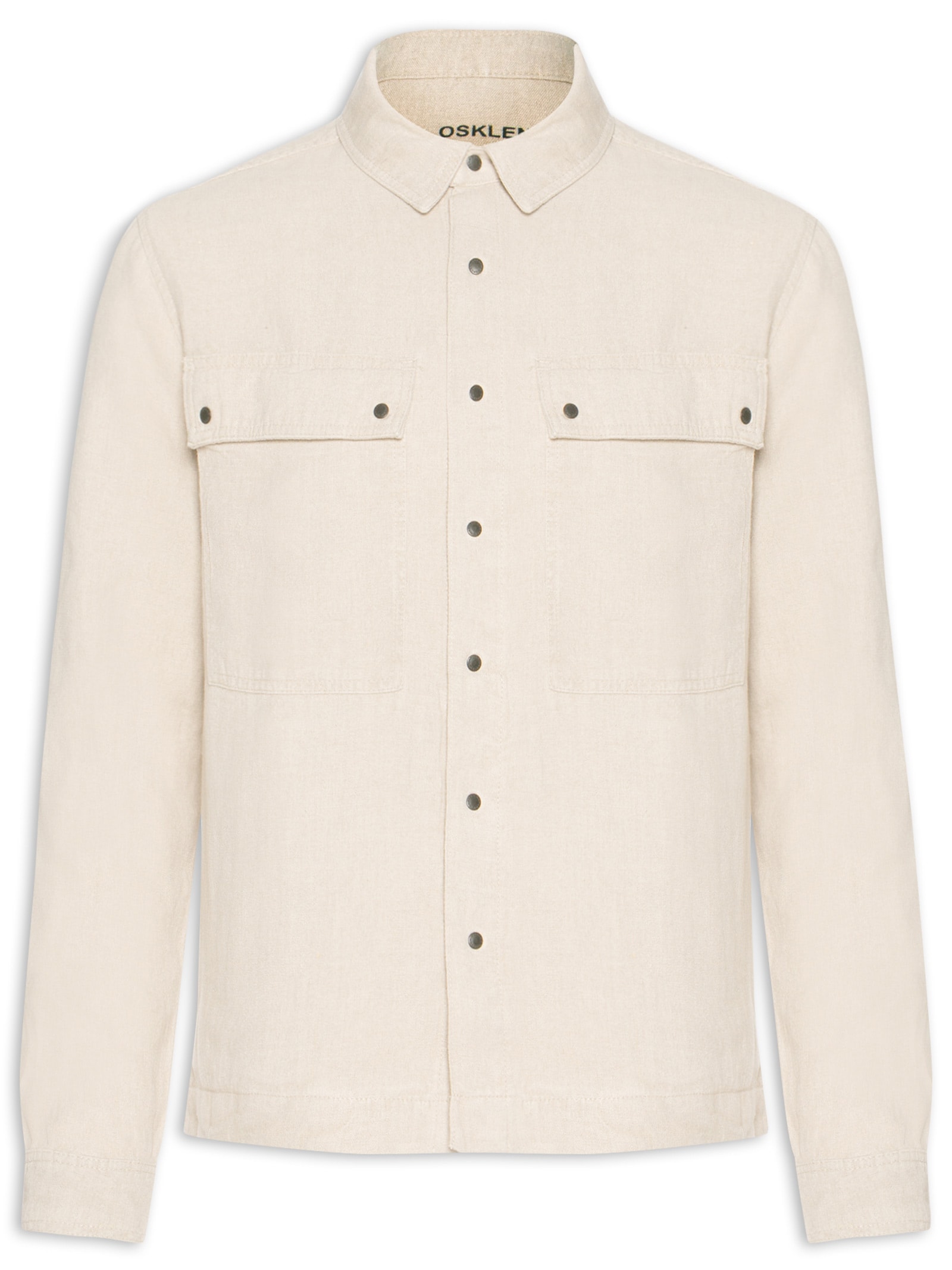 Jaqueta Masculina Overshirt Utility Linen Bege Osklen