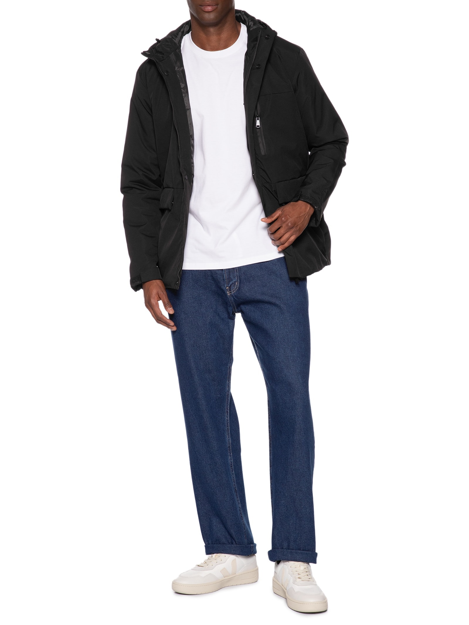 Jaqueta Masculina Parka Básica Preto Basiq Men