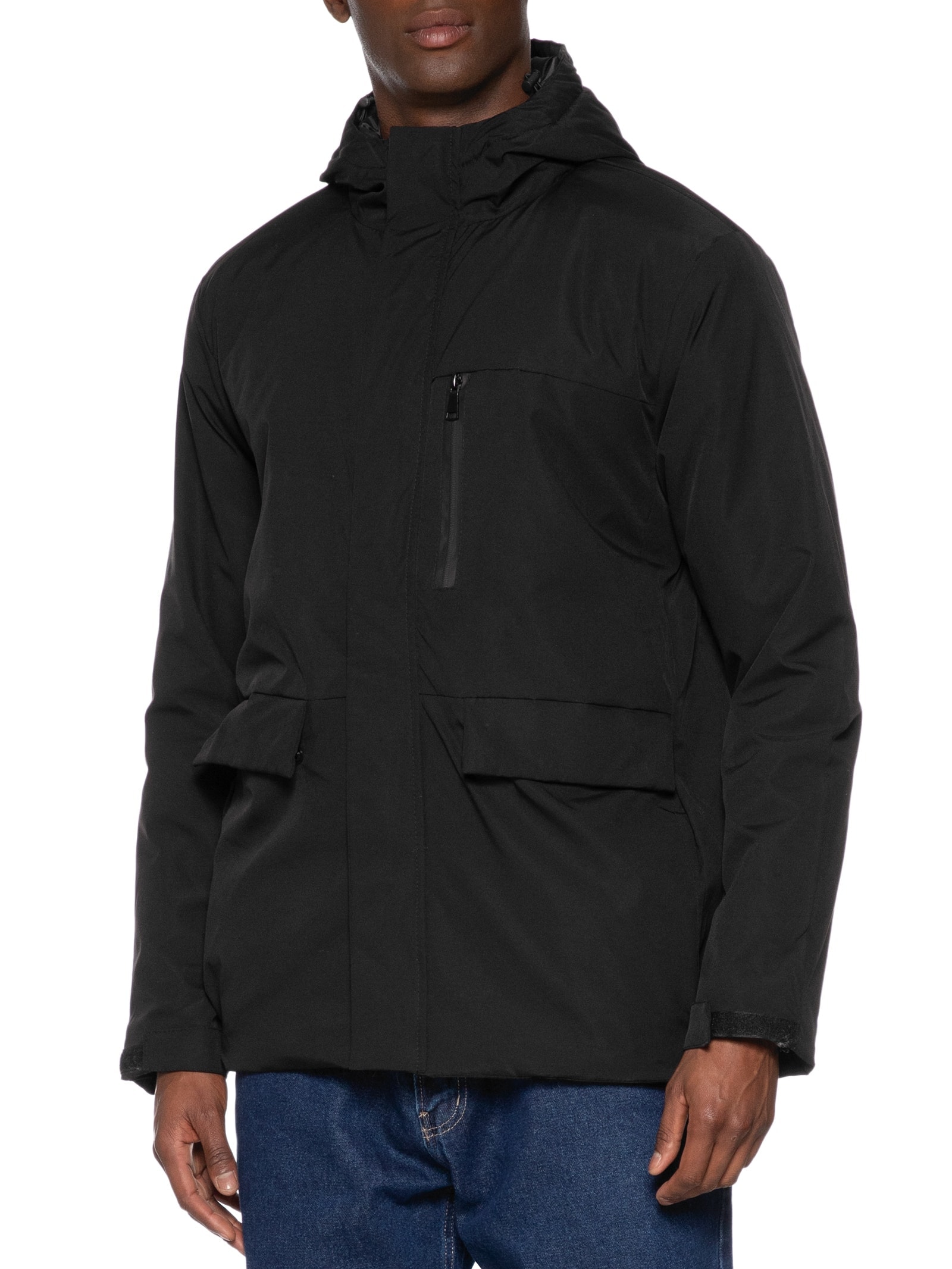 Jaqueta Masculina Parka Básica Preto Basiq Men