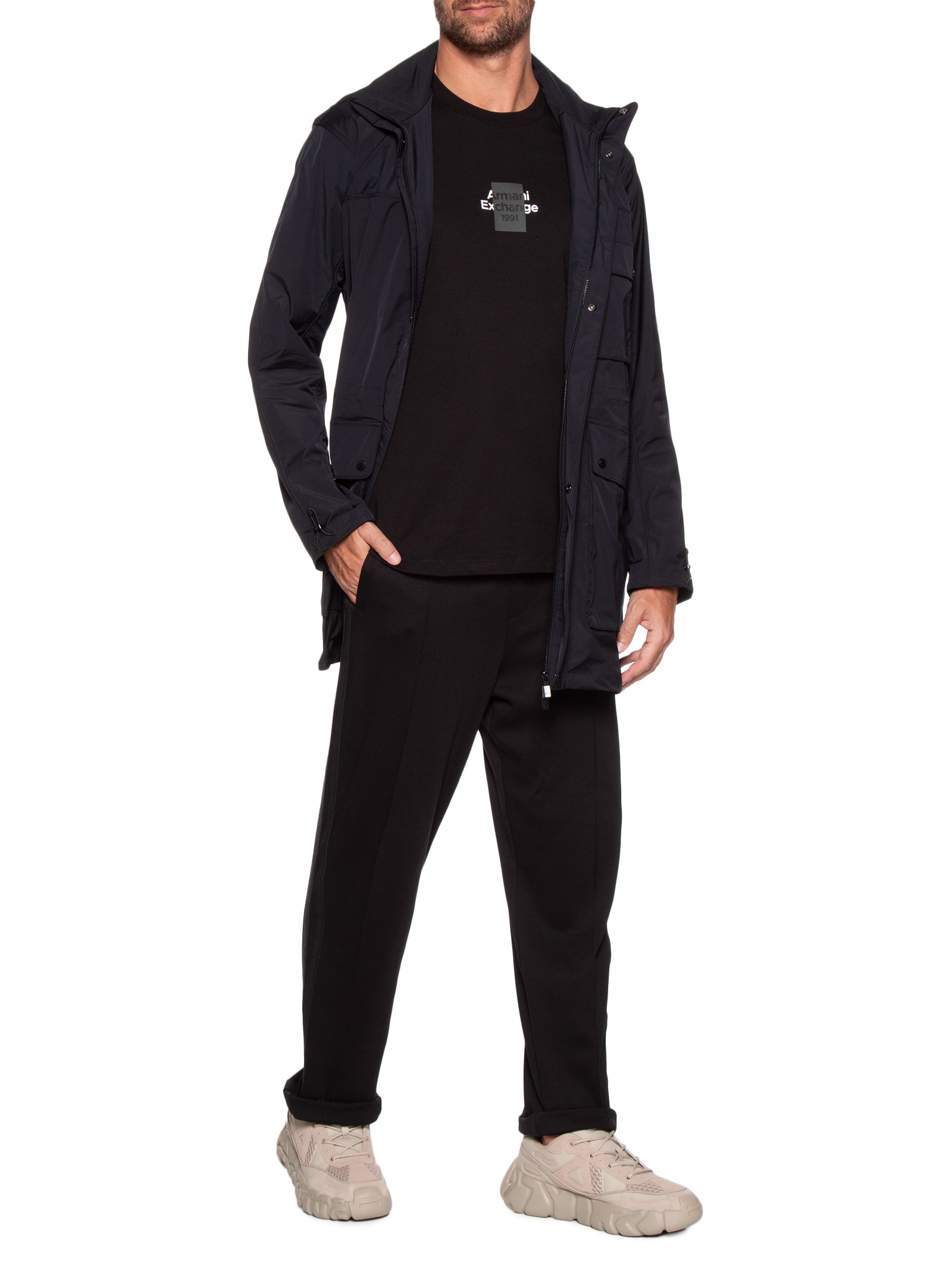 Armani Exchange - Jaqueta Masculina Parka com Bolsos - Azul