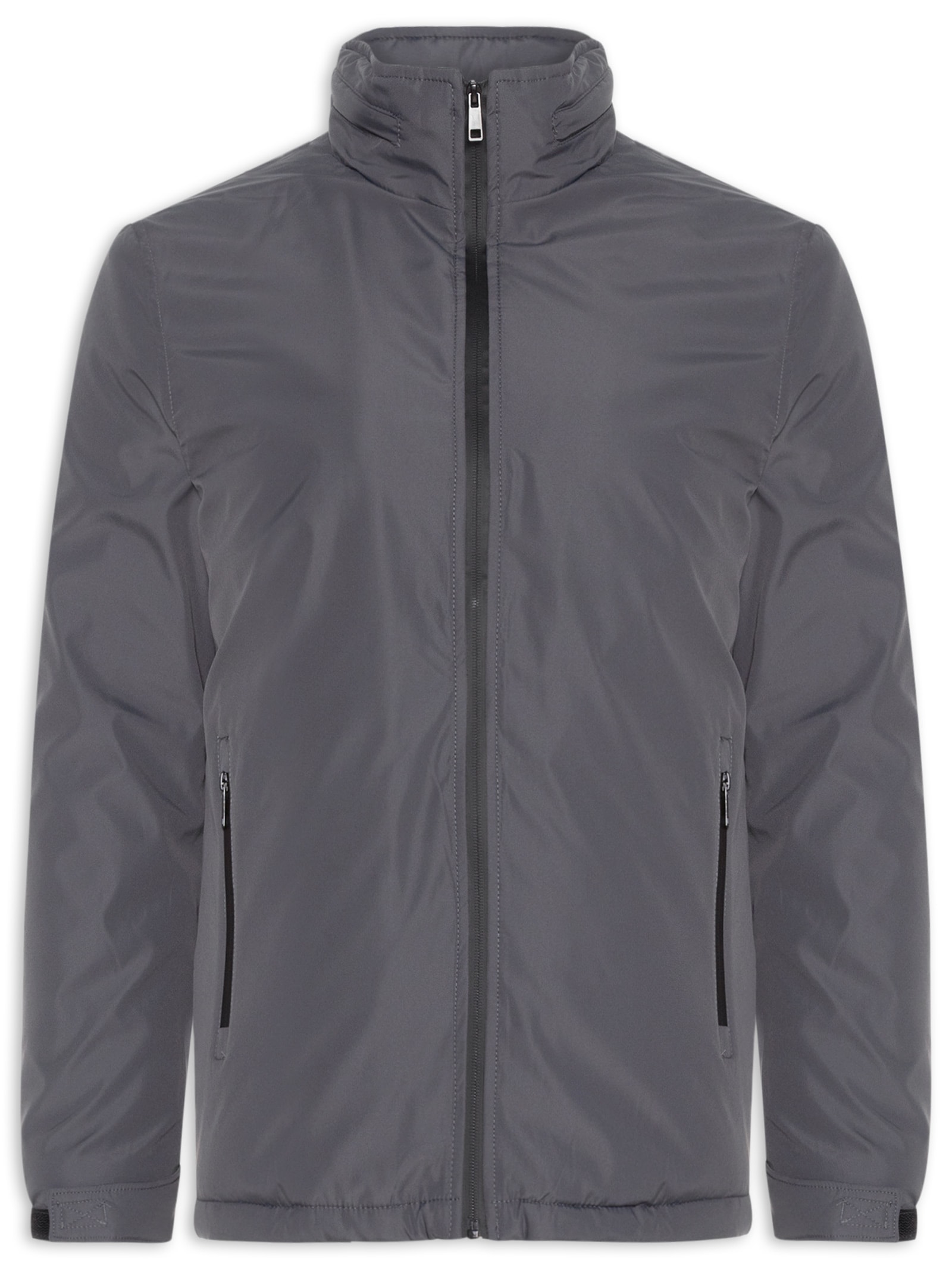 Jaqueta Masculina Parka Com Capuz Cinza Basiq Men