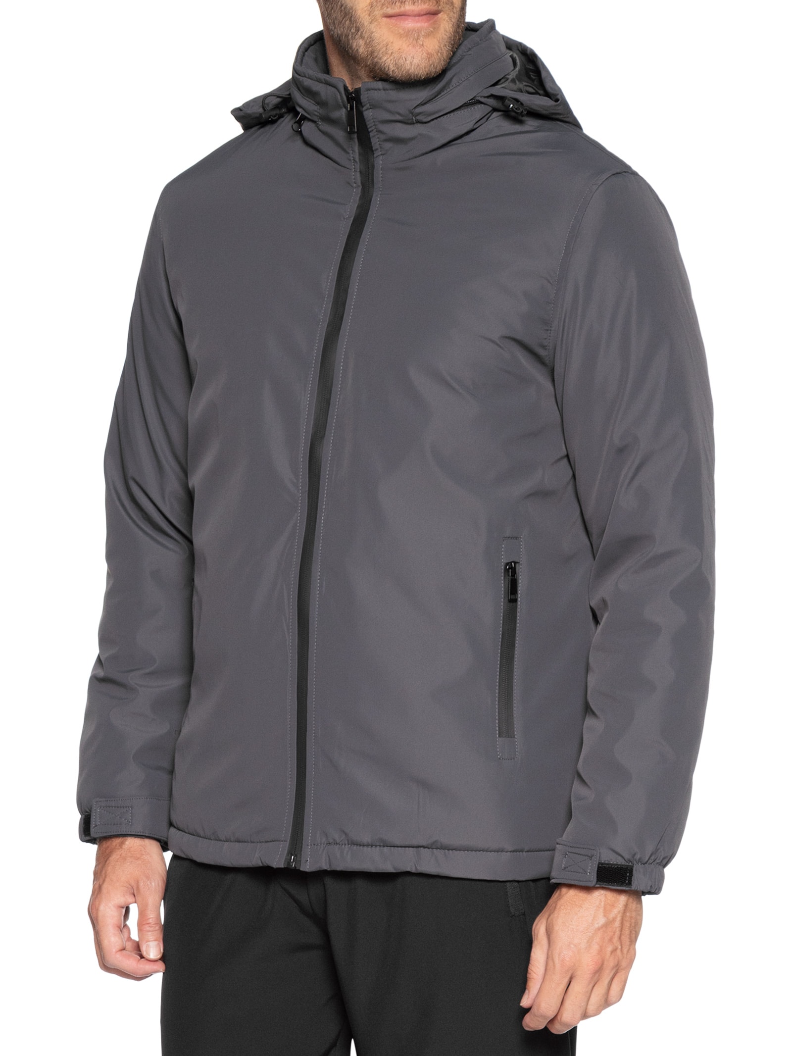 Jaqueta Masculina Parka Com Capuz Cinza Basiq Men