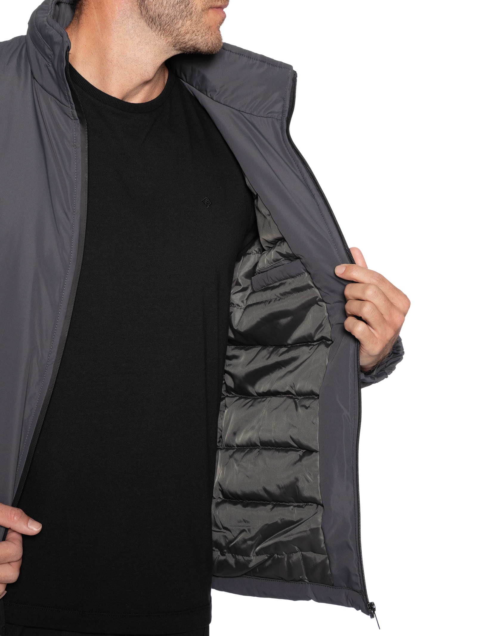 Jaqueta Masculina Parka Com Capuz Cinza Basiq Men