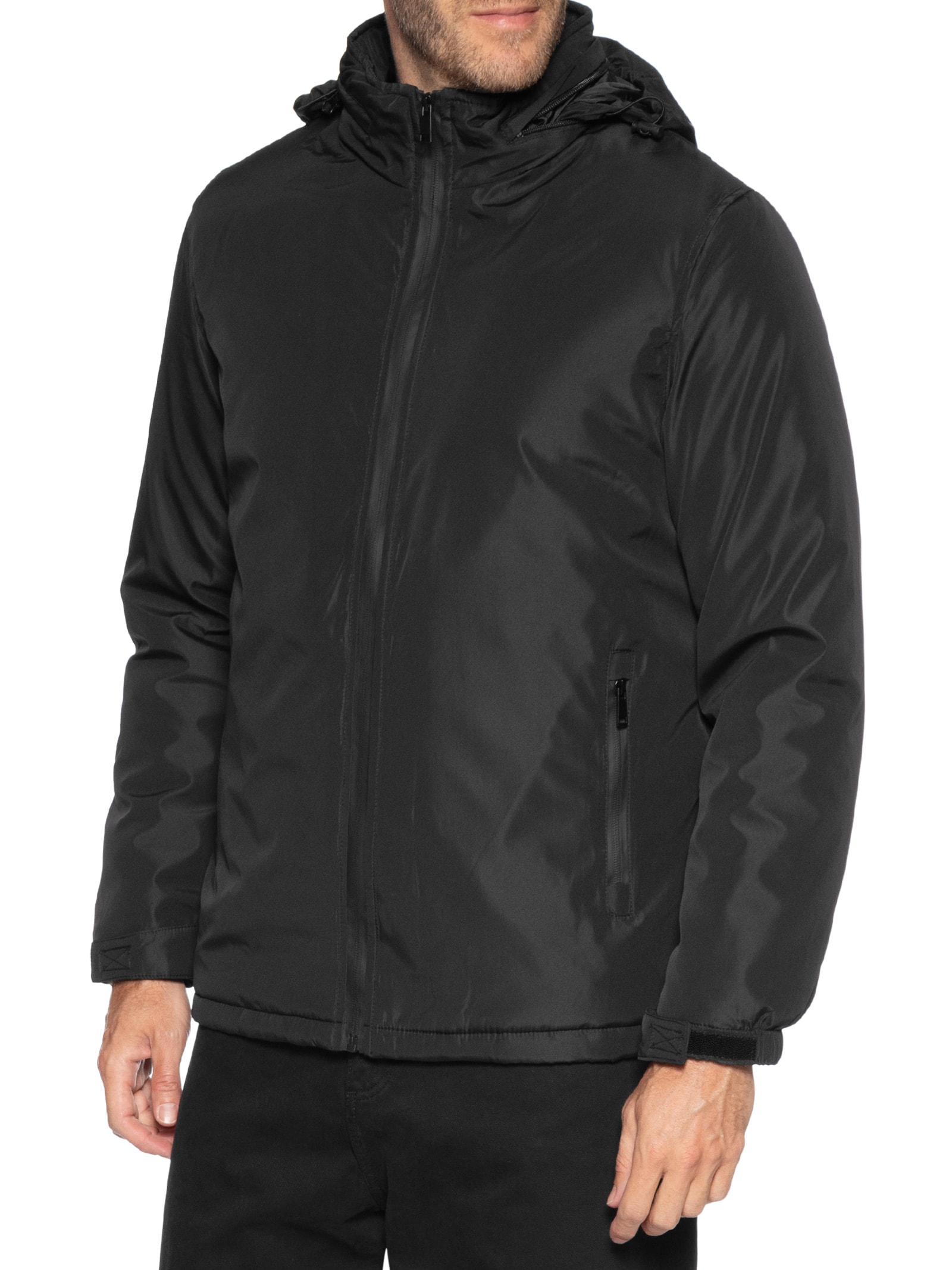 Jaqueta Masculina Parka Com Capuz Preto Basiq Men