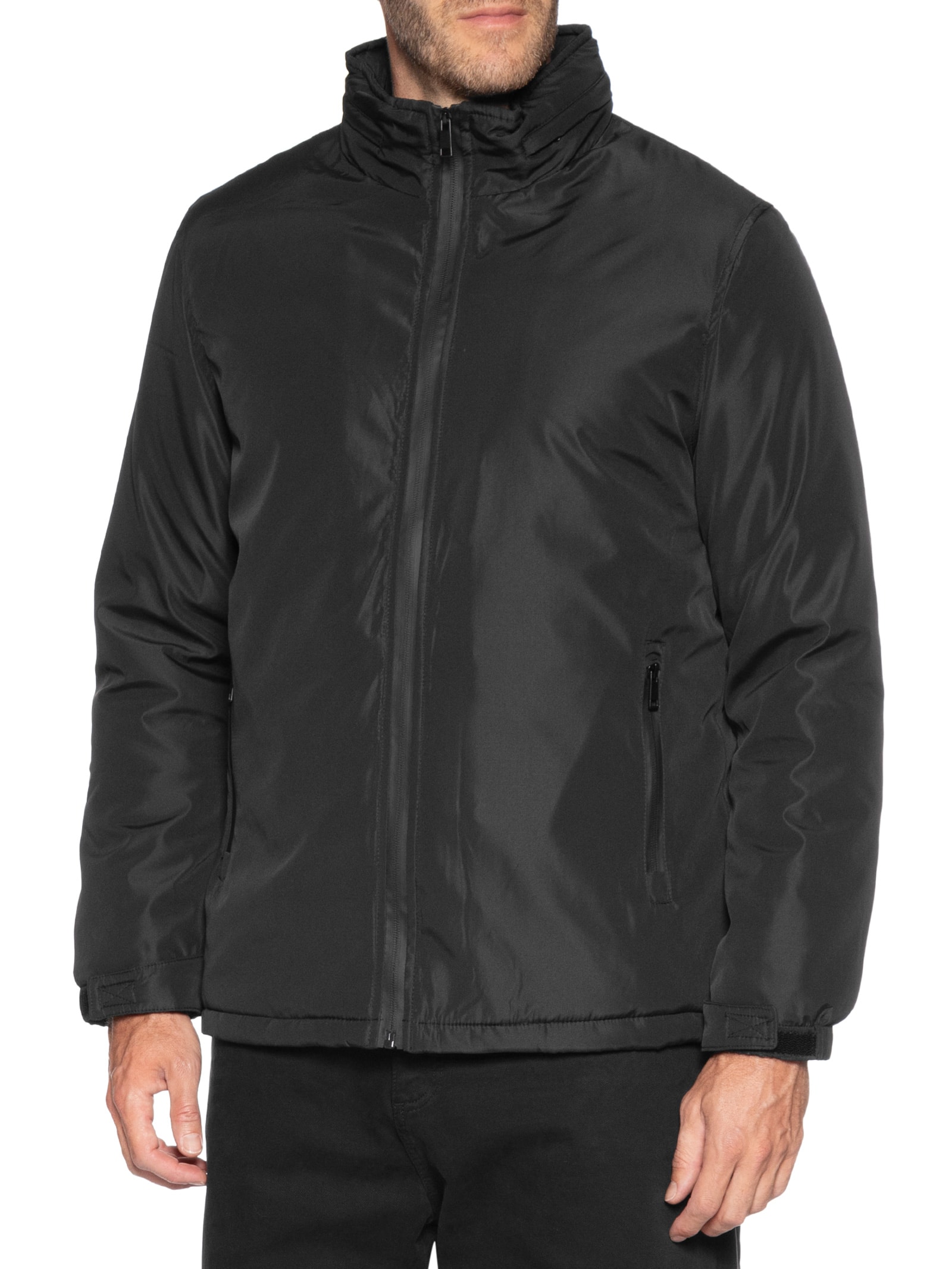 Jaqueta Masculina Parka Com Capuz Preto Basiq Men