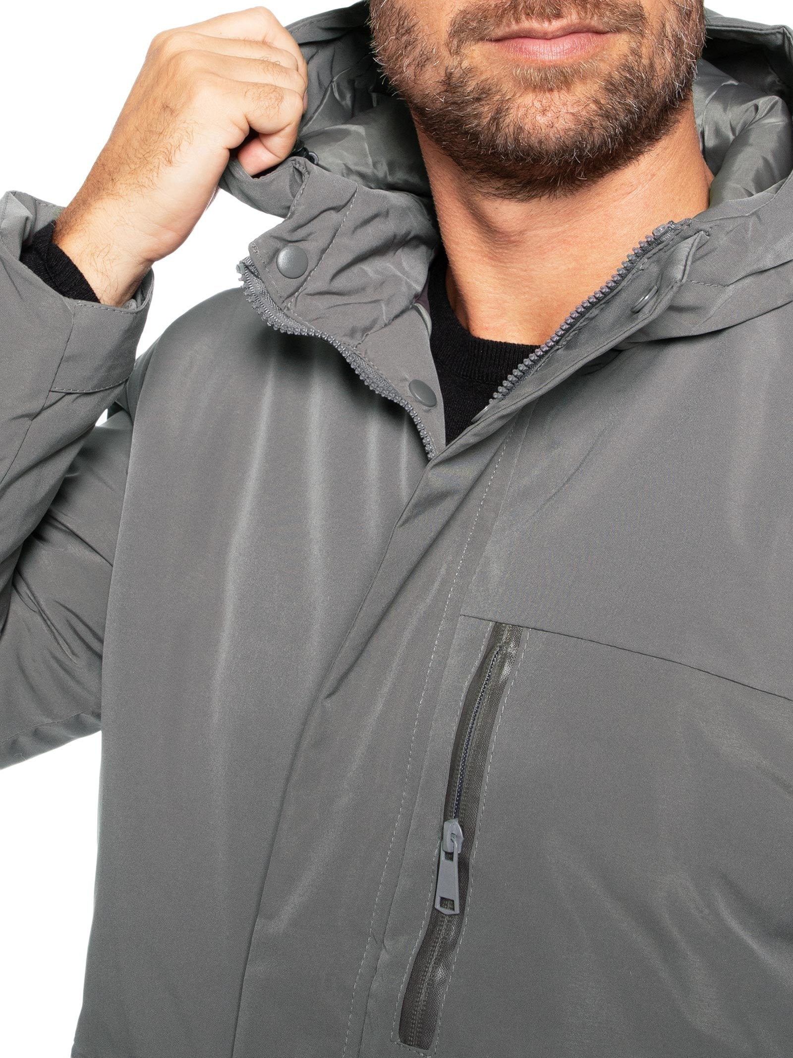 Jaqueta Masculina Parka Tactel Cinza '2 Essential