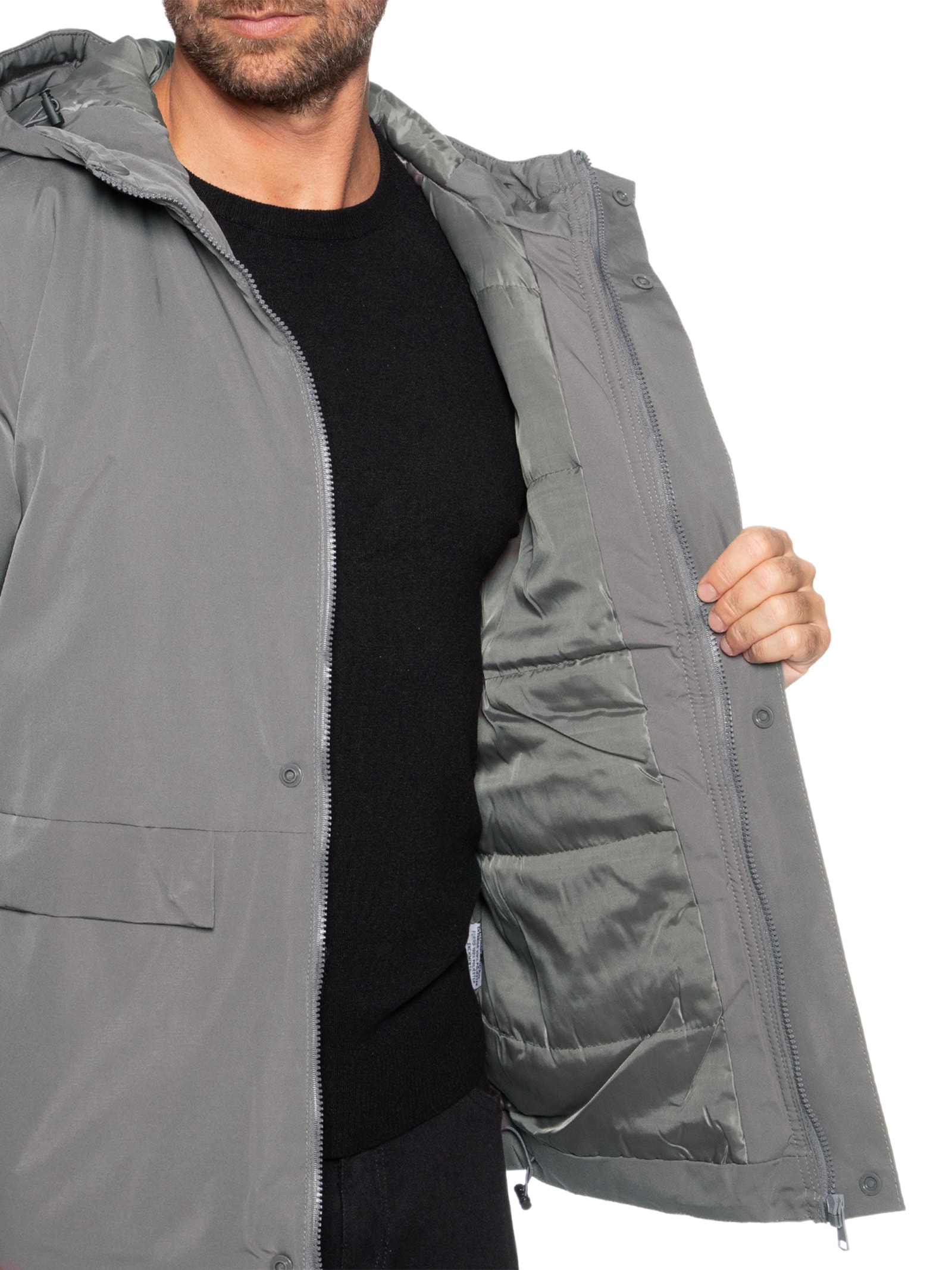 Jaqueta Masculina Parka Tactel Cinza '2 Essential
