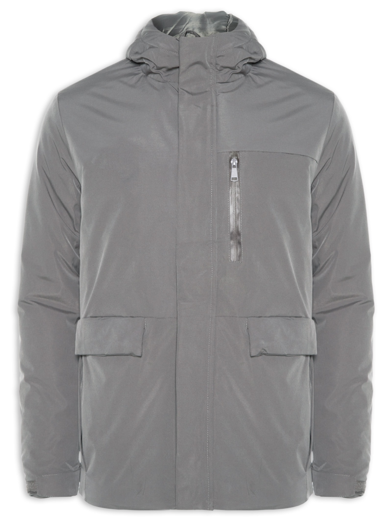 Jaqueta Masculina Parka Tactel Cinza '2 Essential