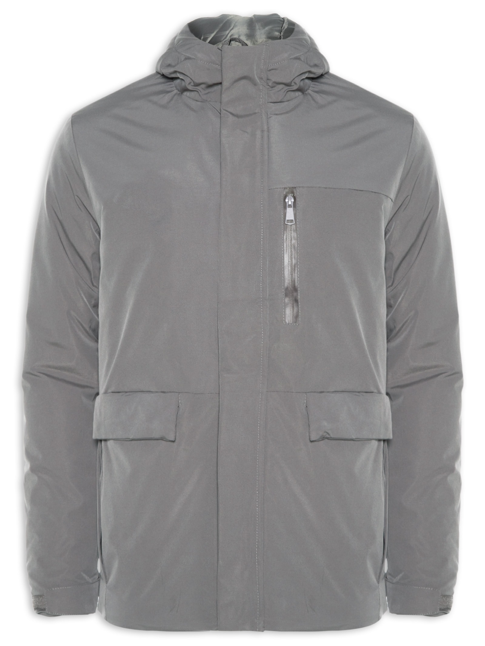 Jaqueta Masculina Parka Tactel Cinza '2 Essential