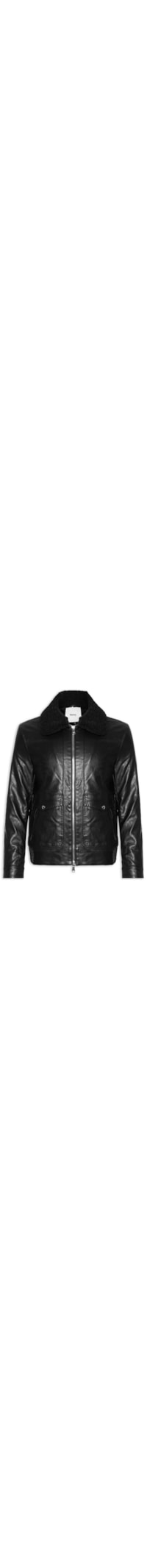 Jaqueta Masculina PU Com Zíper E Bolso Frontal - Preto