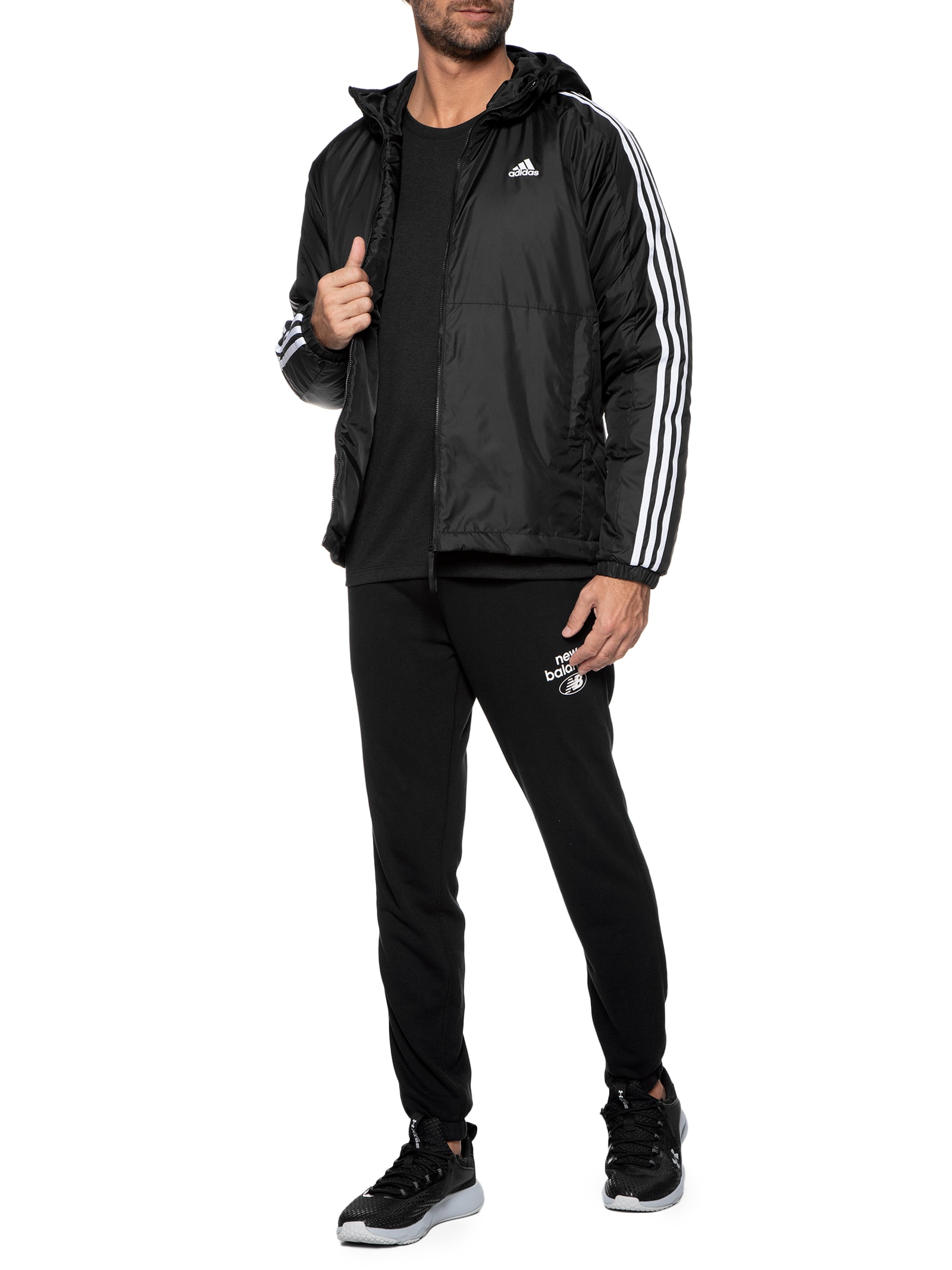 Jaqueta Masculina Puffer 3 Stripes - Adidas - Preto