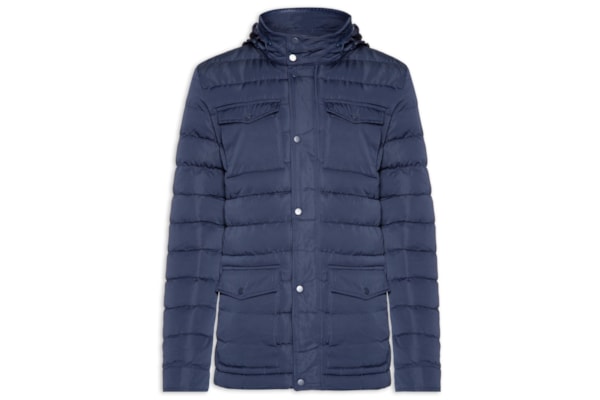 Jaqueta Masculina Puffer Alongada - Azul