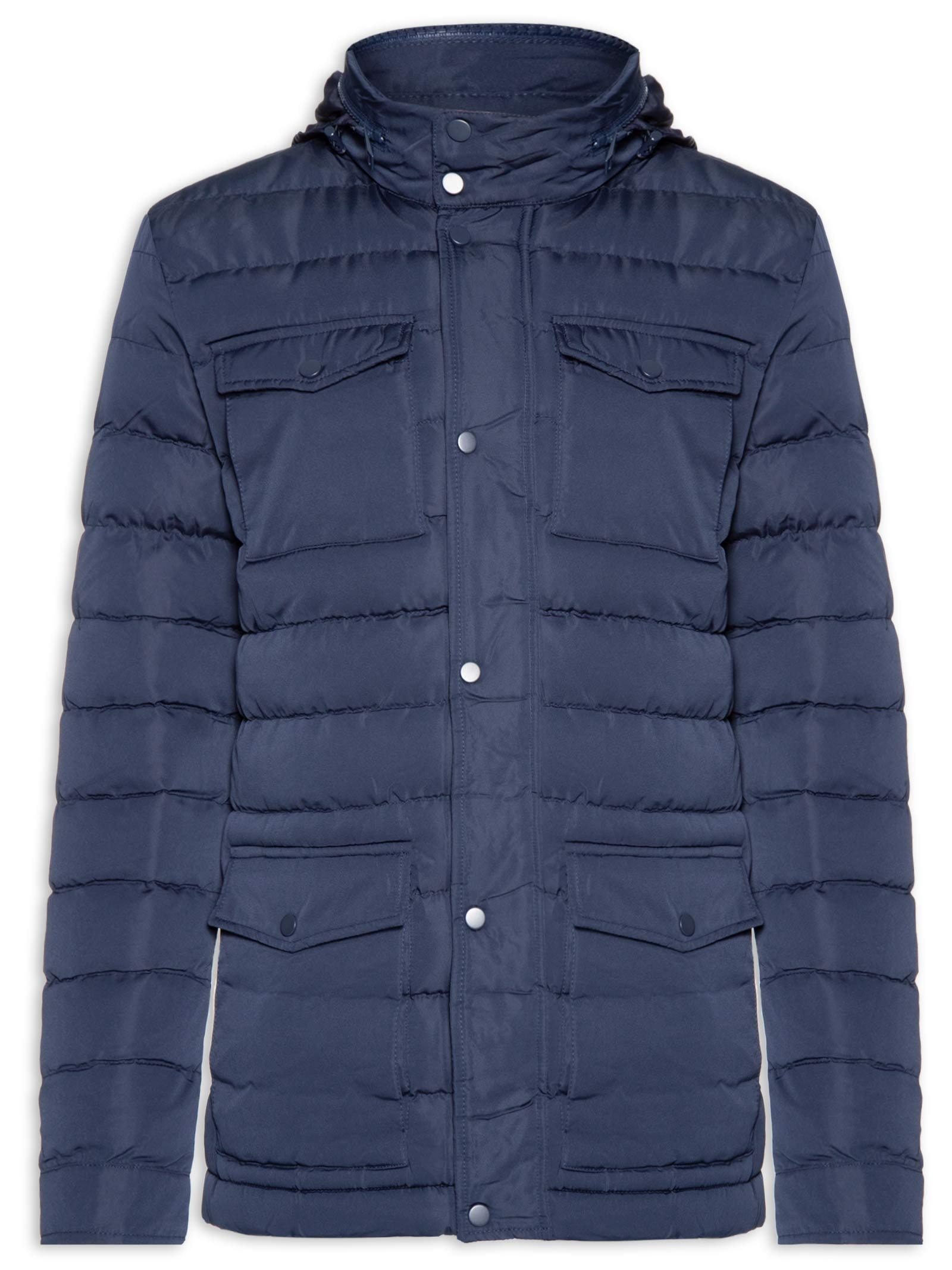 Jaqueta Masculina Puffer Alongada Azul Basiq Men