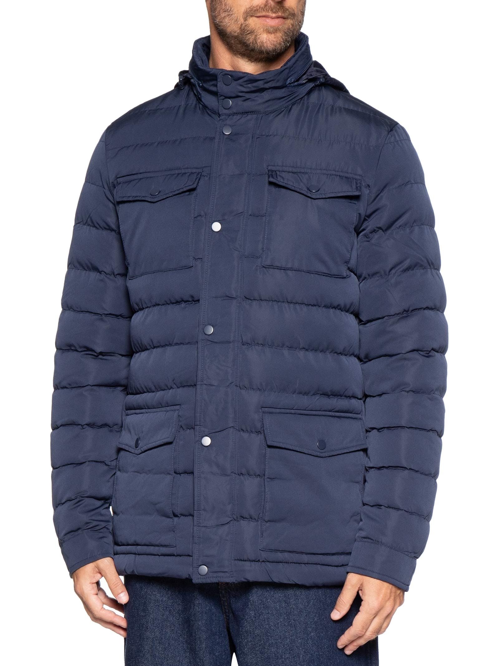 Jaqueta Masculina Puffer Alongada Azul Basiq Men