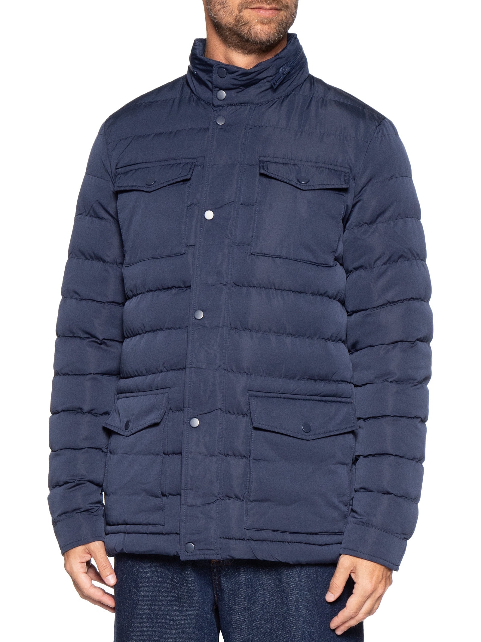 Jaqueta Masculina Puffer Alongada Azul Basiq Men