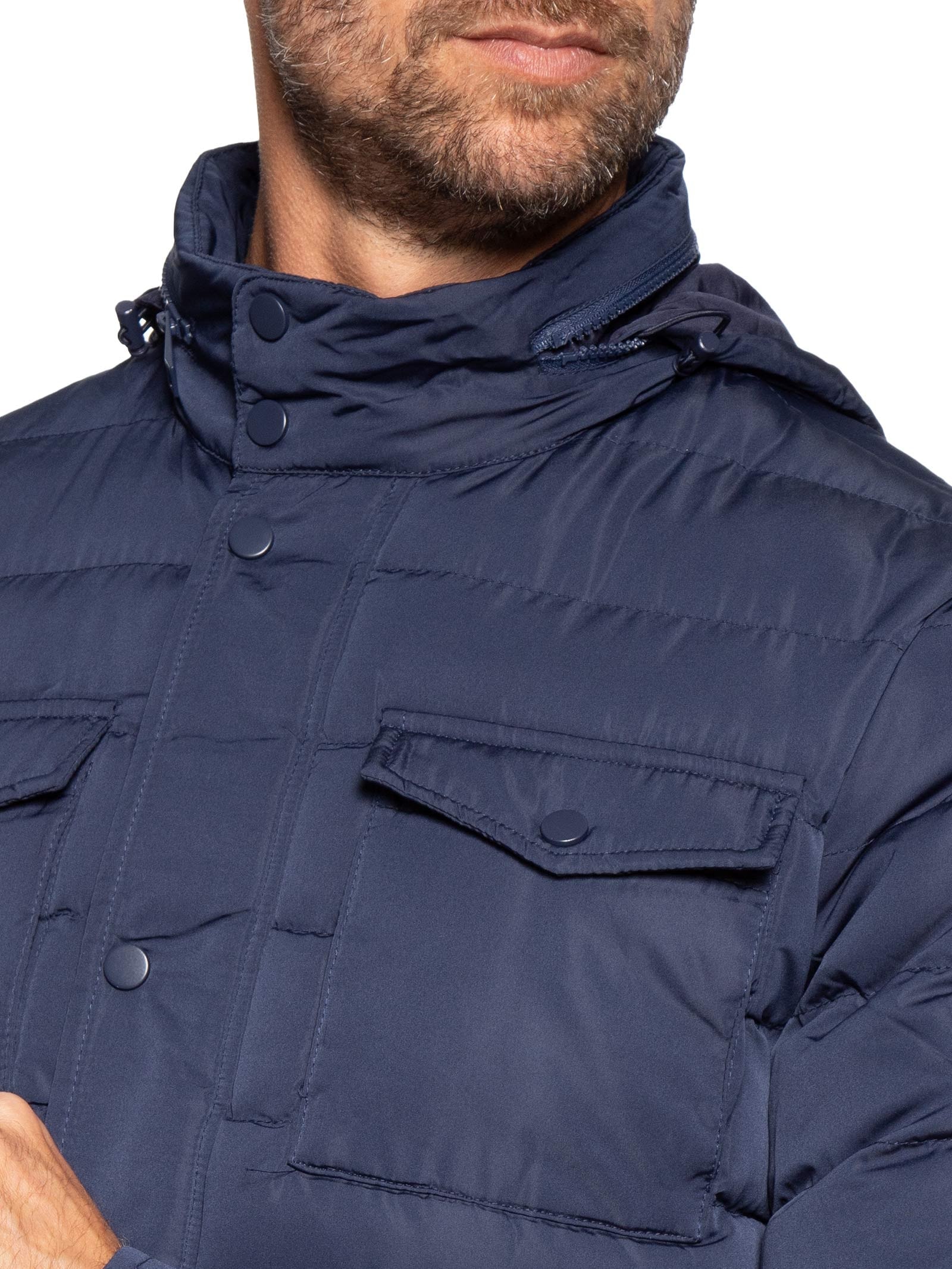 Jaqueta Masculina Puffer Alongada Azul Basiq Men