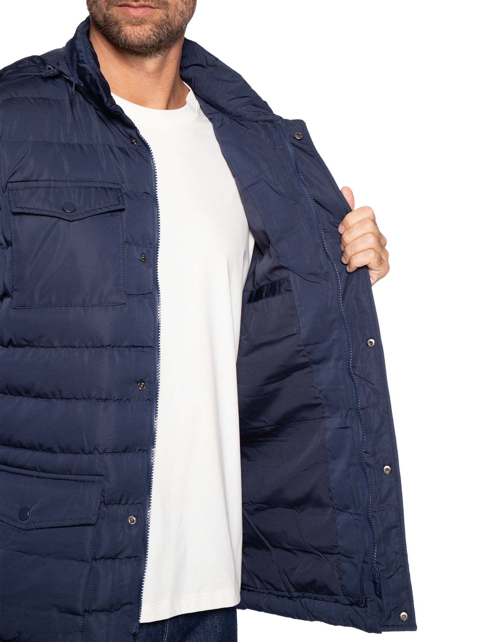 Jaqueta Masculina Puffer Alongada Azul Basiq Men