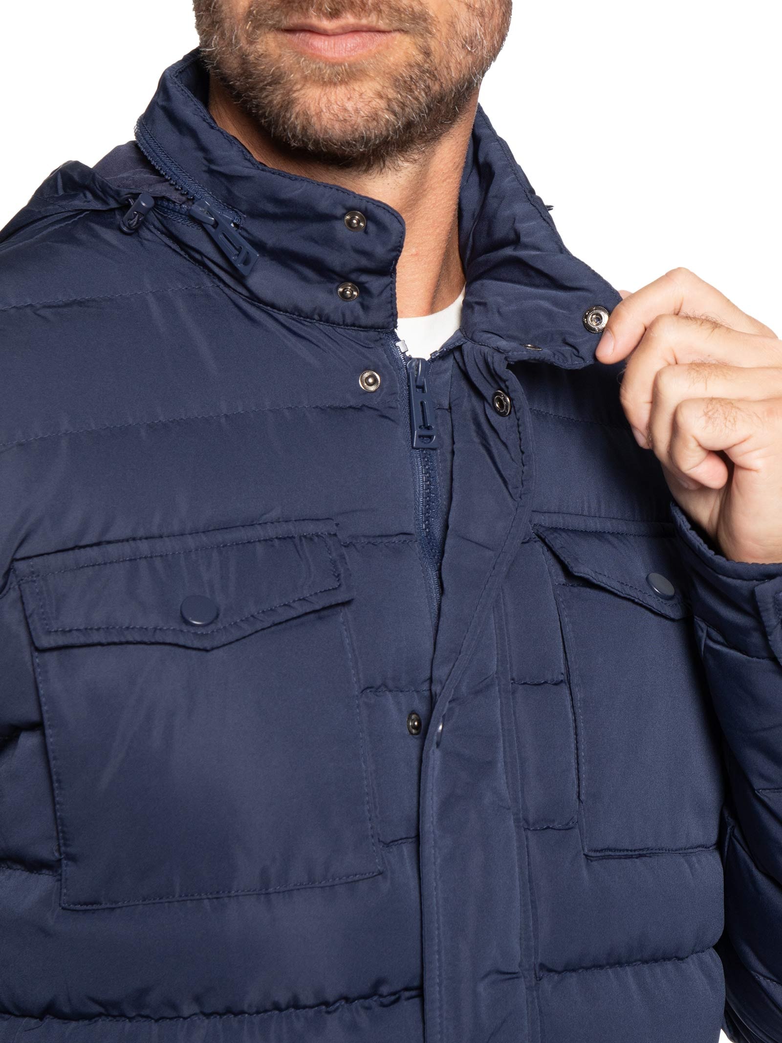 Jaqueta Masculina Puffer Alongada Azul Basiq Men