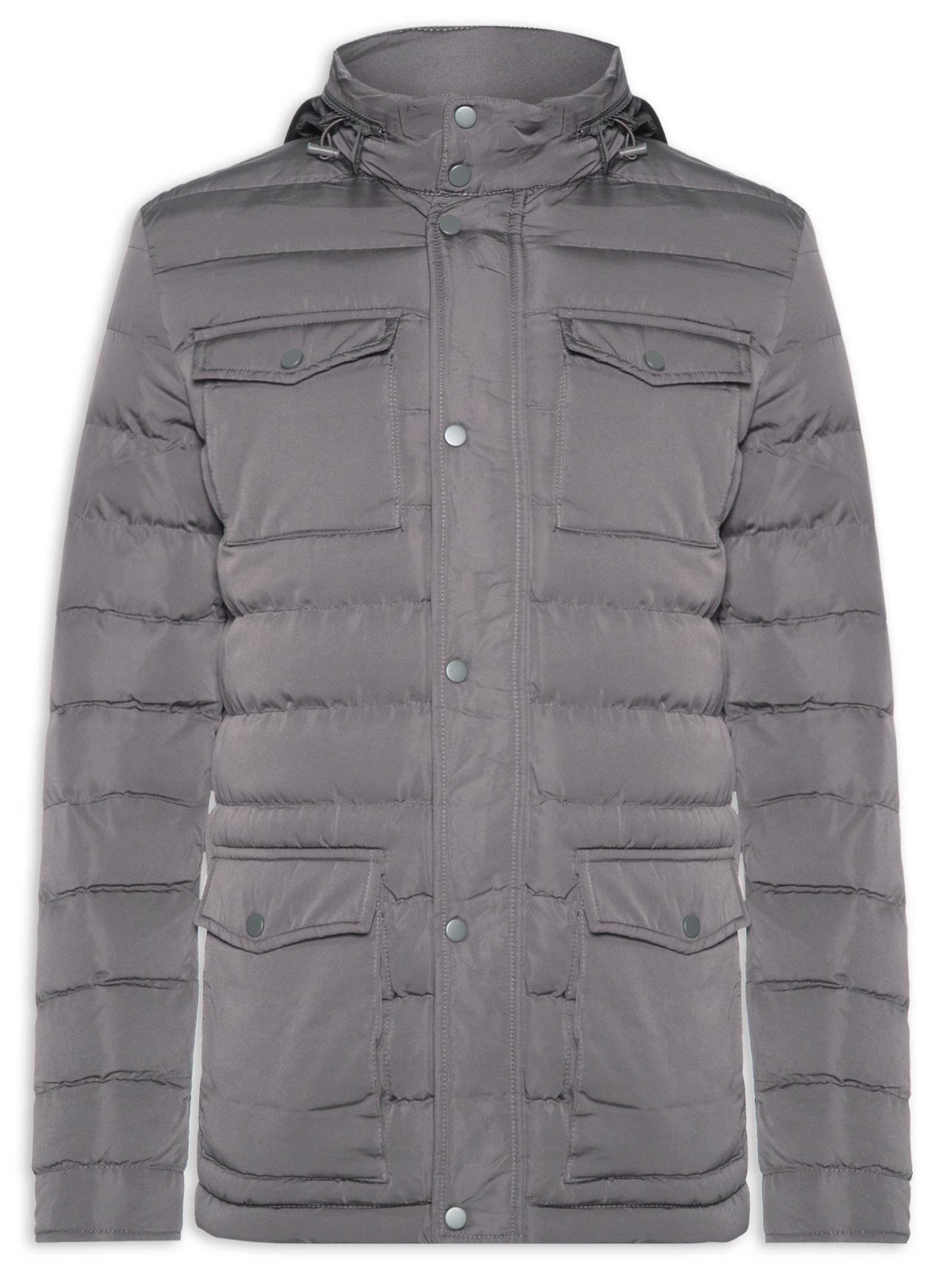 Jaqueta Masculina Puffer Alongada Cinza Basiq Men